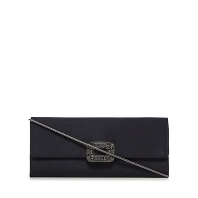 Black square crystal clutch purse with silk